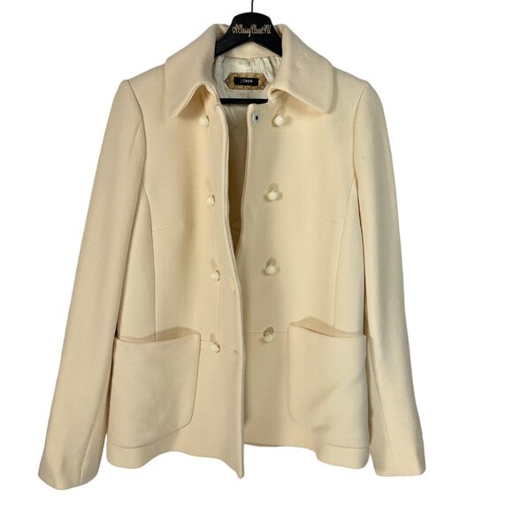 J.Crew Wool-Blend Ivory Double-Breasted Peacoat With Front Pockets - Picture 6 of 8